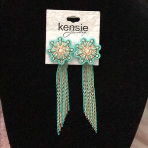 Kensie Aqua and Gold Dangle Earrings